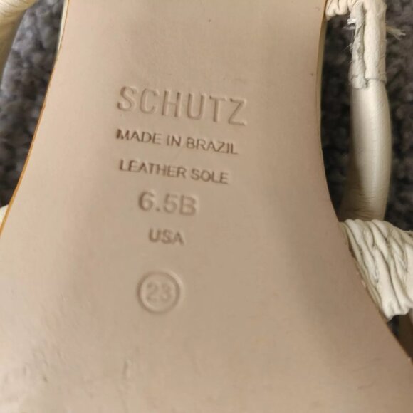 Schutz Olly Open Toe Sandals Womens 6.5 Shoes Leather Slip On Padded Strap Heel - Picture 2 of 9